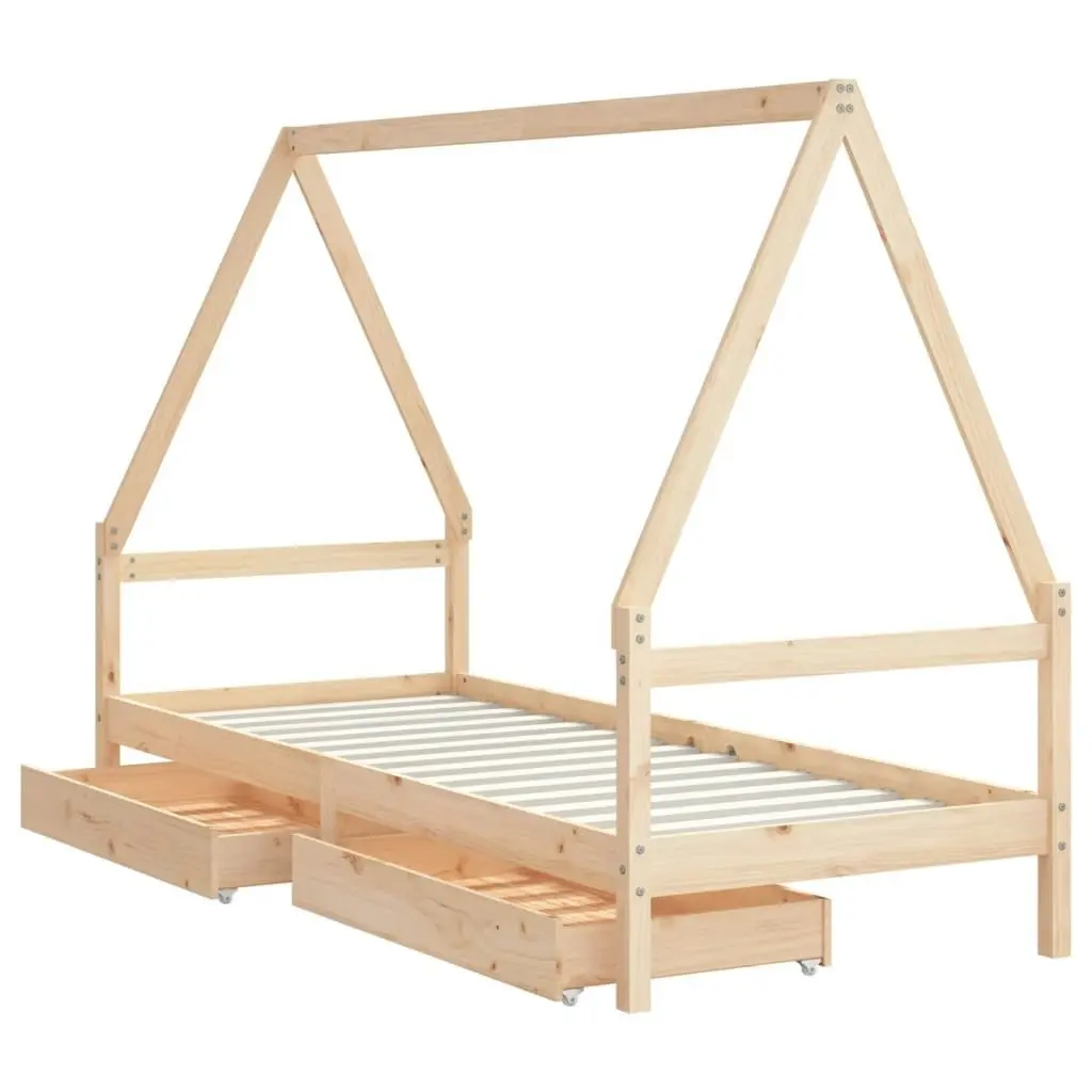 Kids Bed Frame with Drawers 90x190 cm Solid Wood Pine 834477