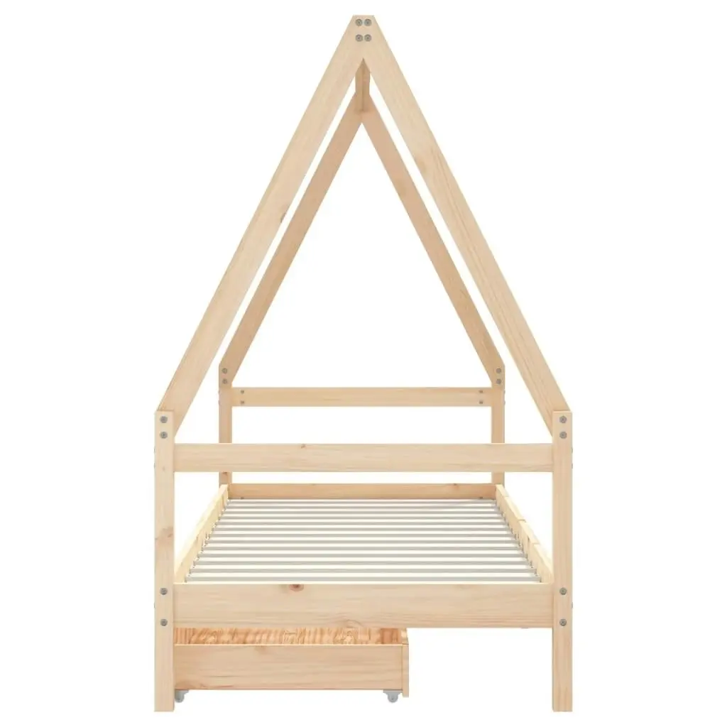 Kids Bed Frame with Drawers 90x190 cm Solid Wood Pine 834477