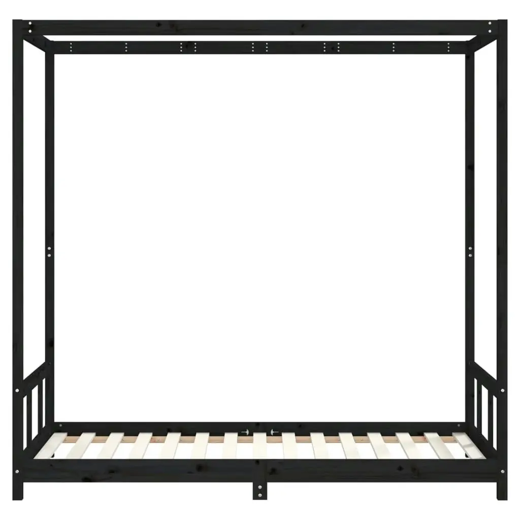 Kids Bed Frame Black 90x190 cm Solid Wood Pine 834518