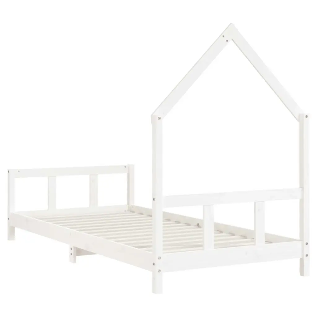 Kids Bed Frame White 92x187 cm Single Solid Wood Pine 834562