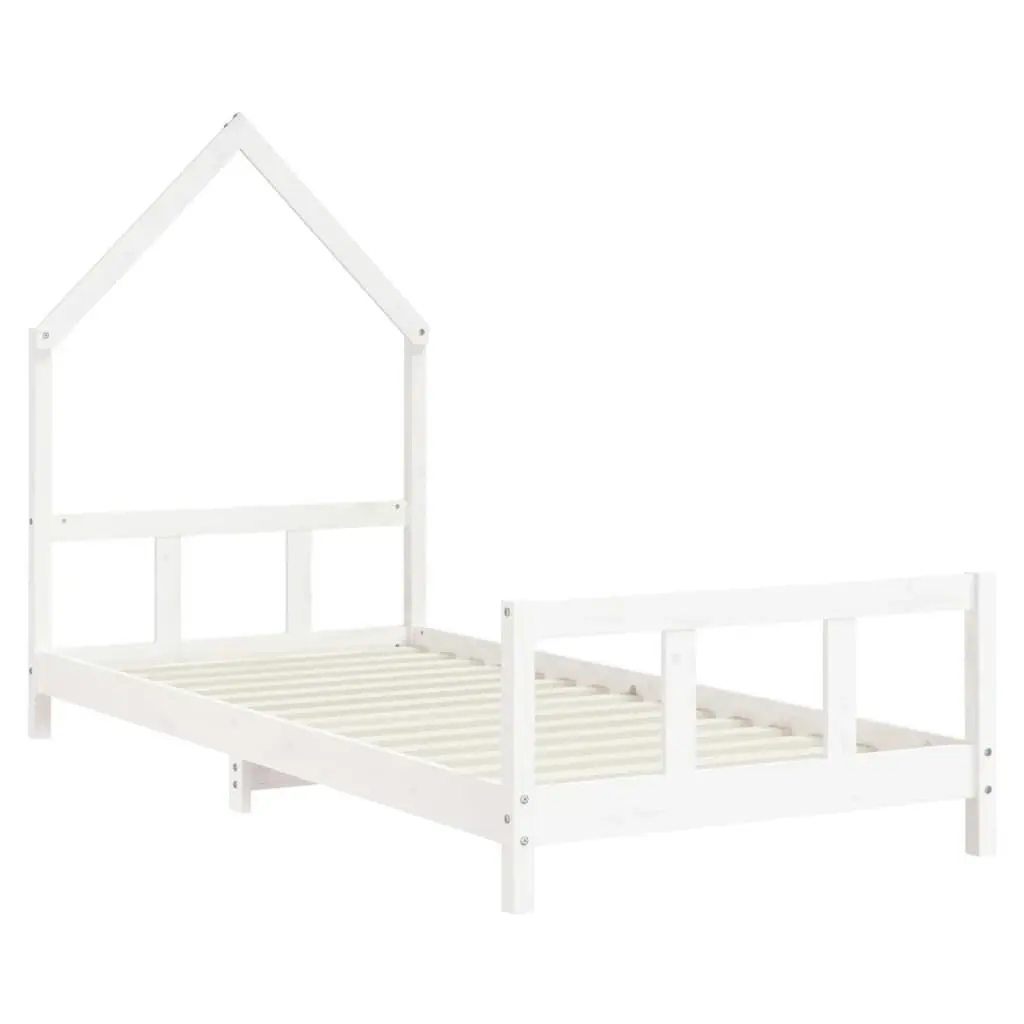 Kids Bed Frame White 92x187 cm Single Solid Wood Pine 834562