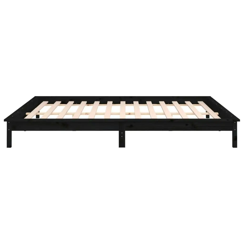 LED Bed Frame without Mattress Black 150x200 cm Solid Wood 820615