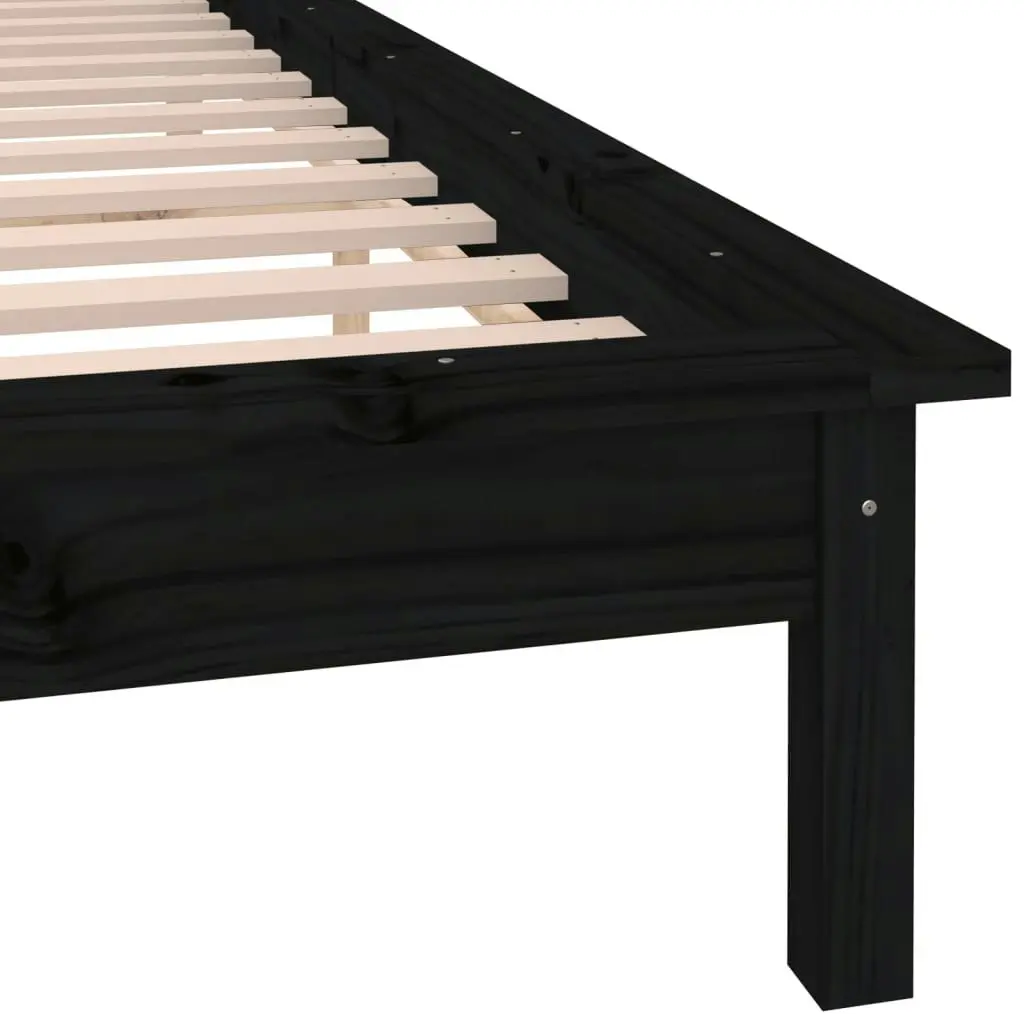 LED Bed Frame without Mattress Black 150x200 cm Solid Wood 820615