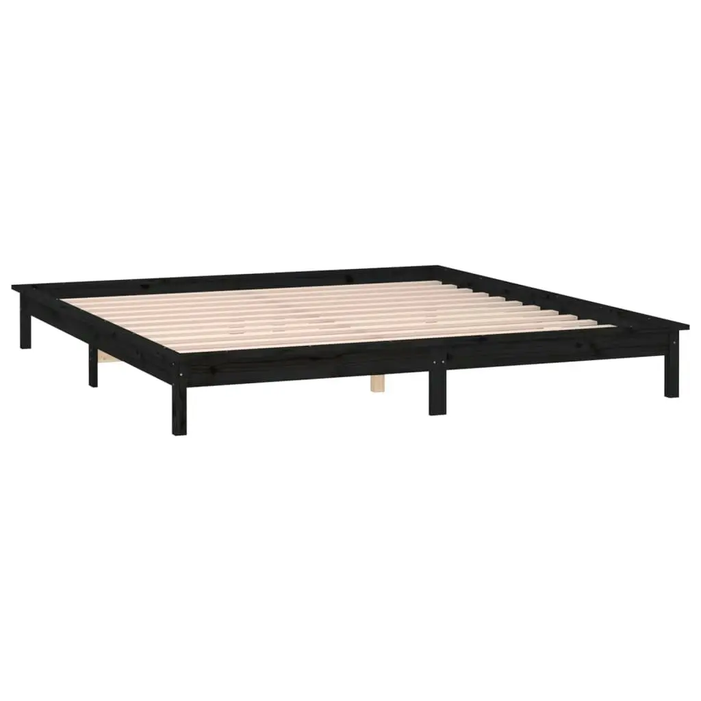 LED Bed Frame without Mattress Black 150x200 cm Solid Wood 820615