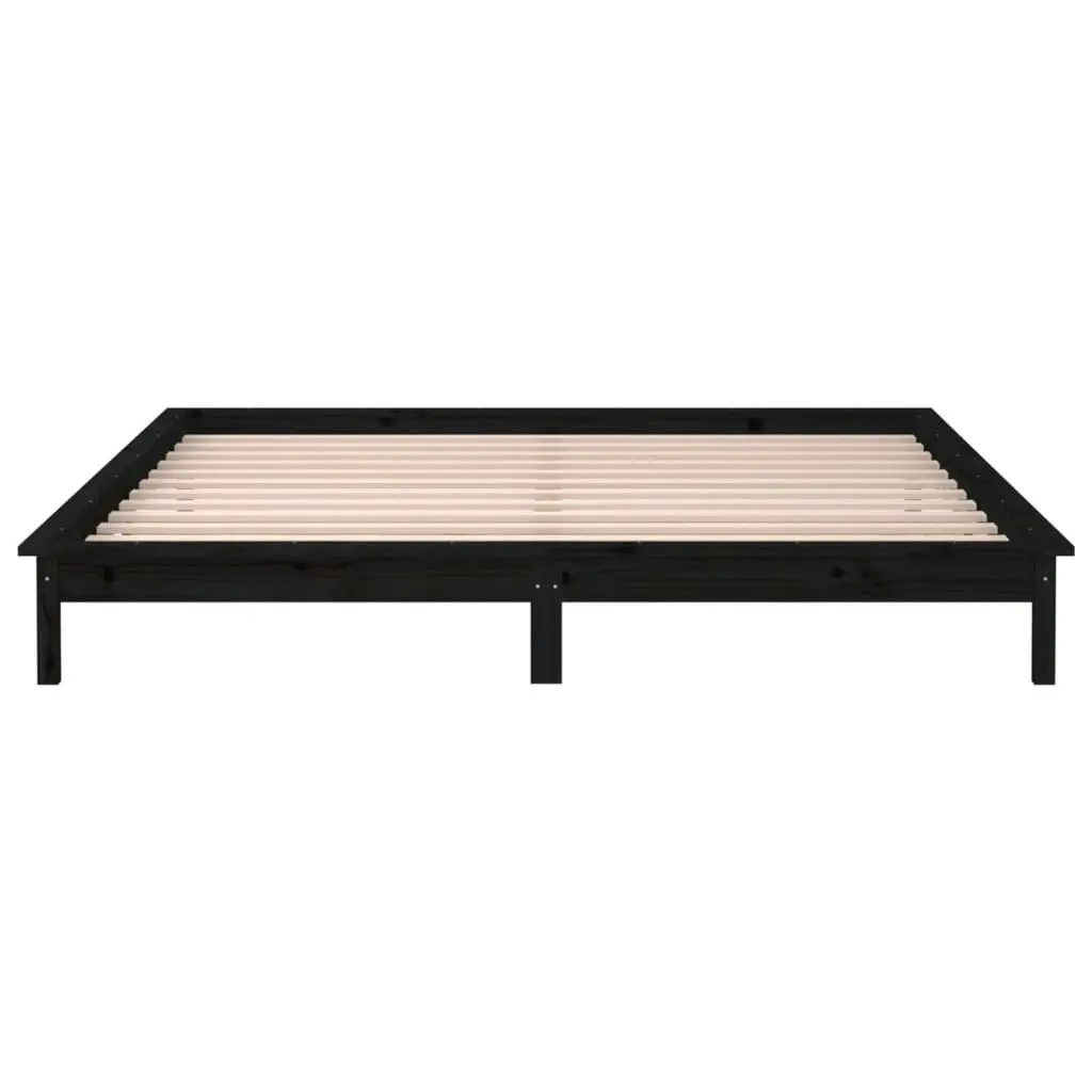 LED Bed Frame without Mattress Black 150x200 cm Solid Wood 820615