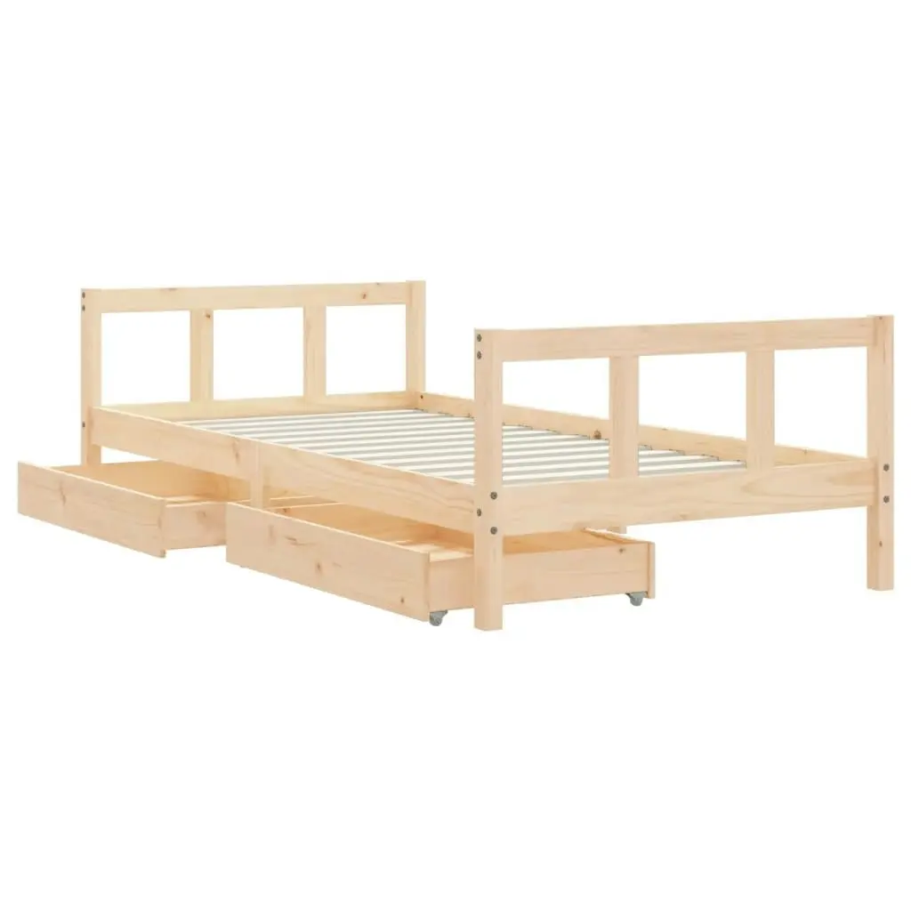 Kids Bed Frame with Drawers 90x190 cm Solid Wood Pine 834417