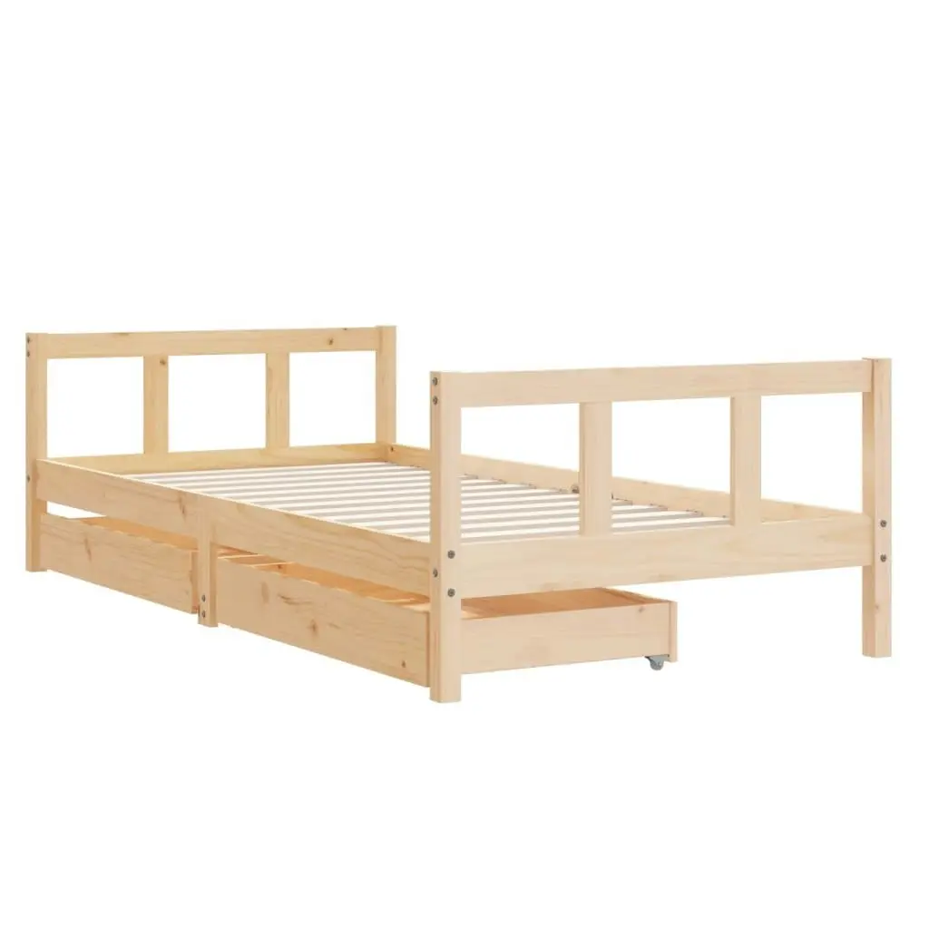 Kids Bed Frame with Drawers 90x190 cm Solid Wood Pine 834417