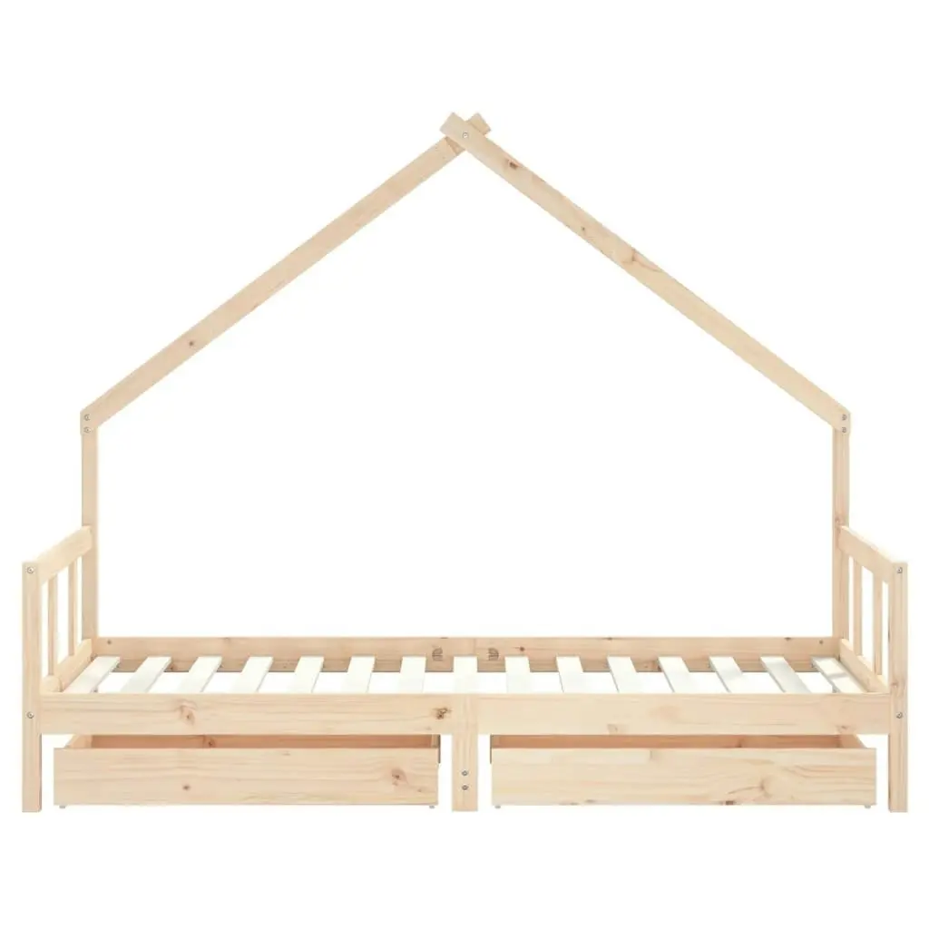 Kids Bed Frame with Drawers 90x190 cm Solid Wood Pine 834546