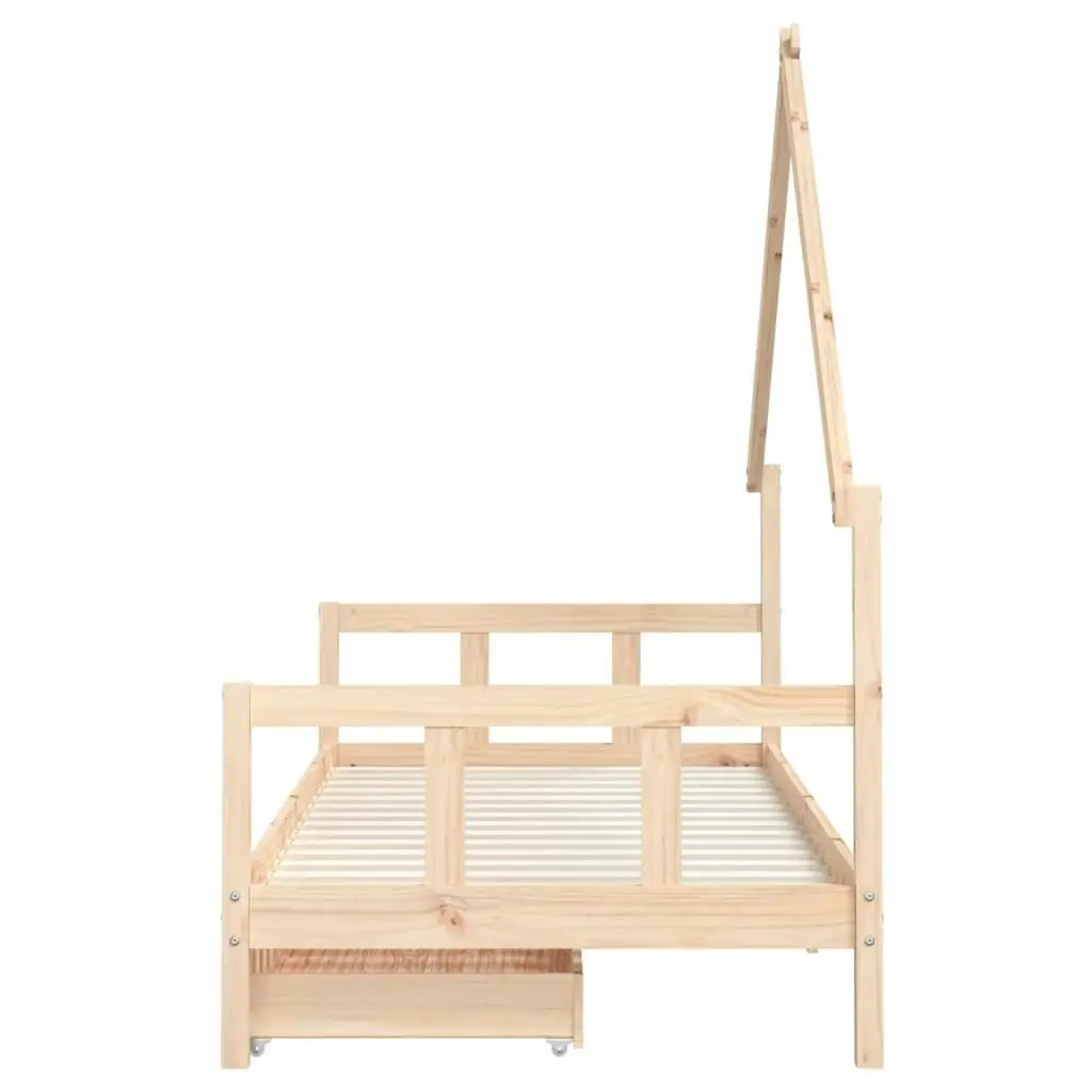 Kids Bed Frame with Drawers 90x190 cm Solid Wood Pine 834546