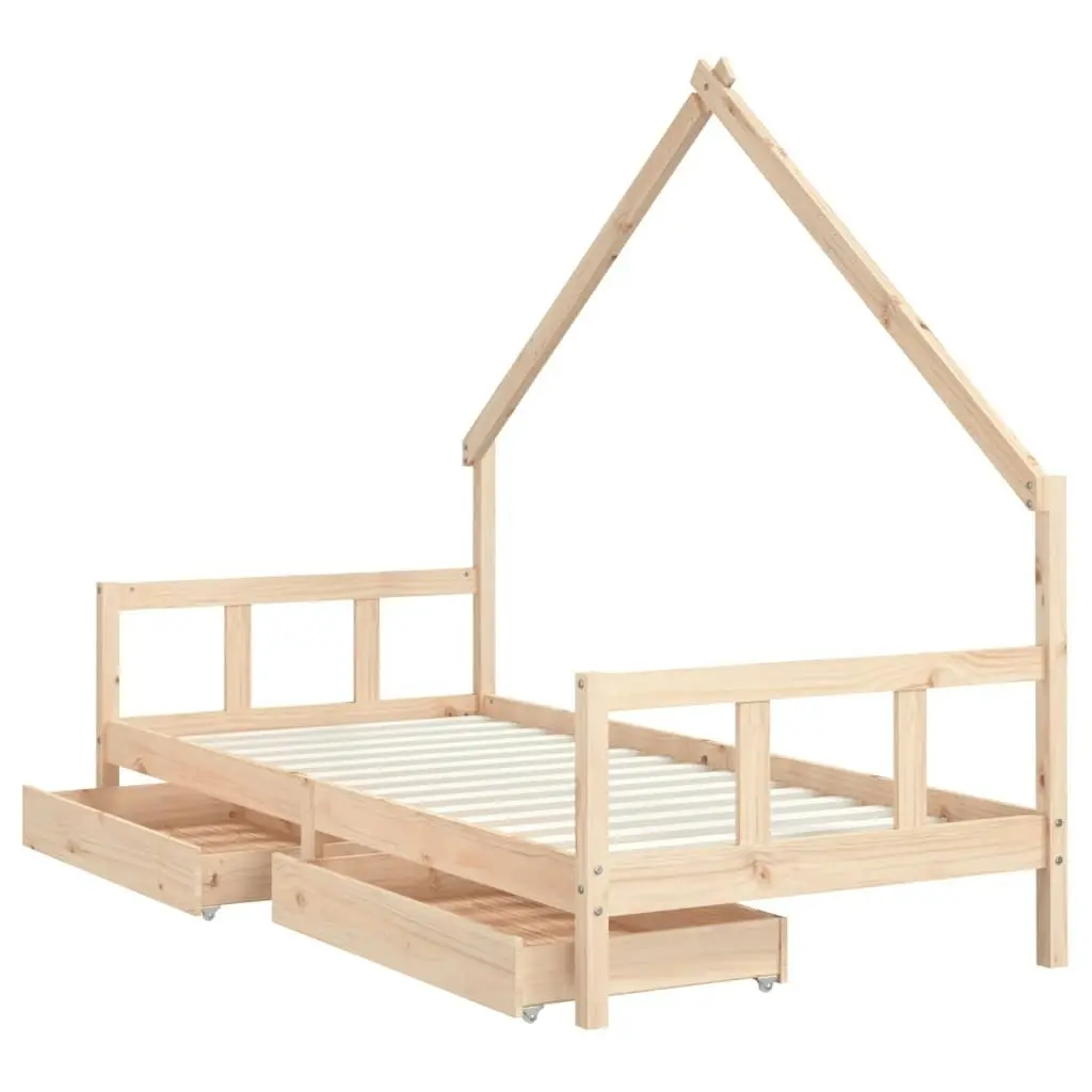 Kids Bed Frame with Drawers 90x190 cm Solid Wood Pine 834546