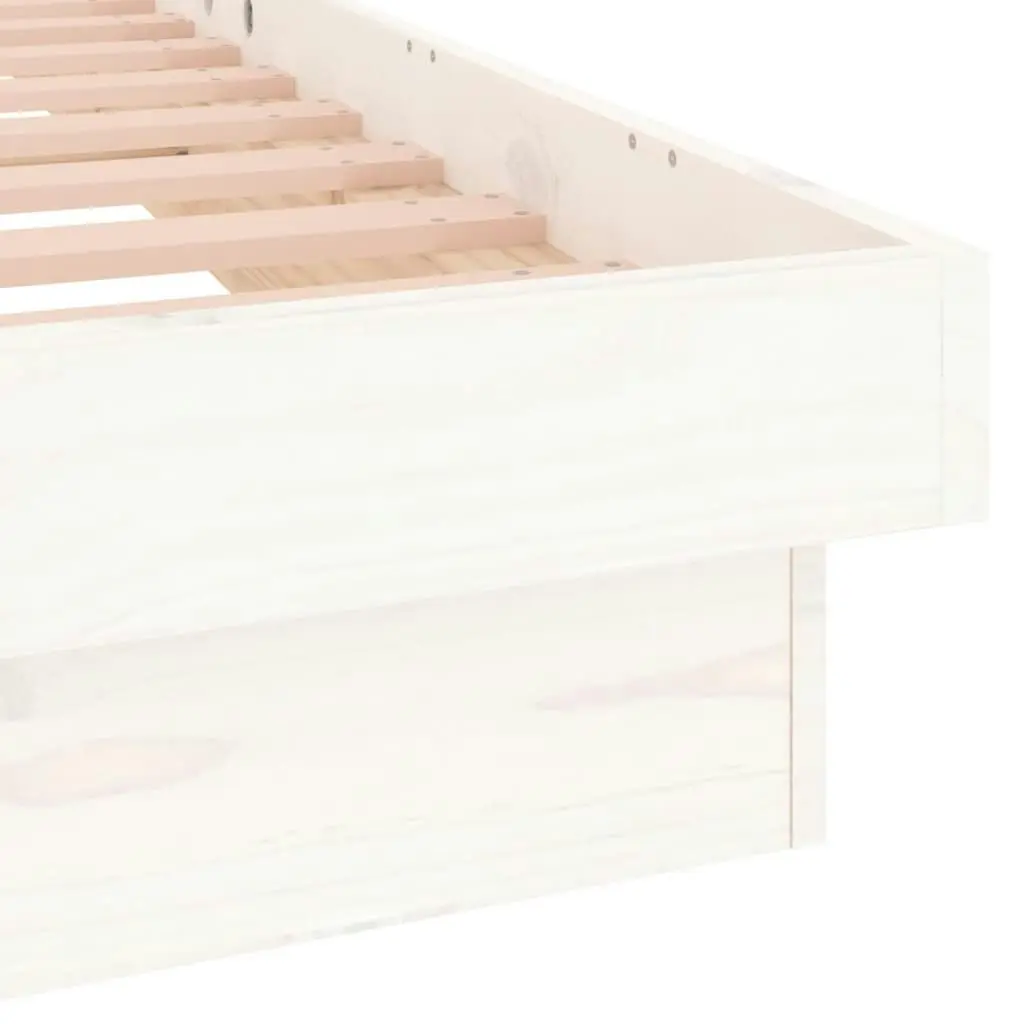 LED Bed Frame White 153x203 cm Queen Size Solid Wood 819978