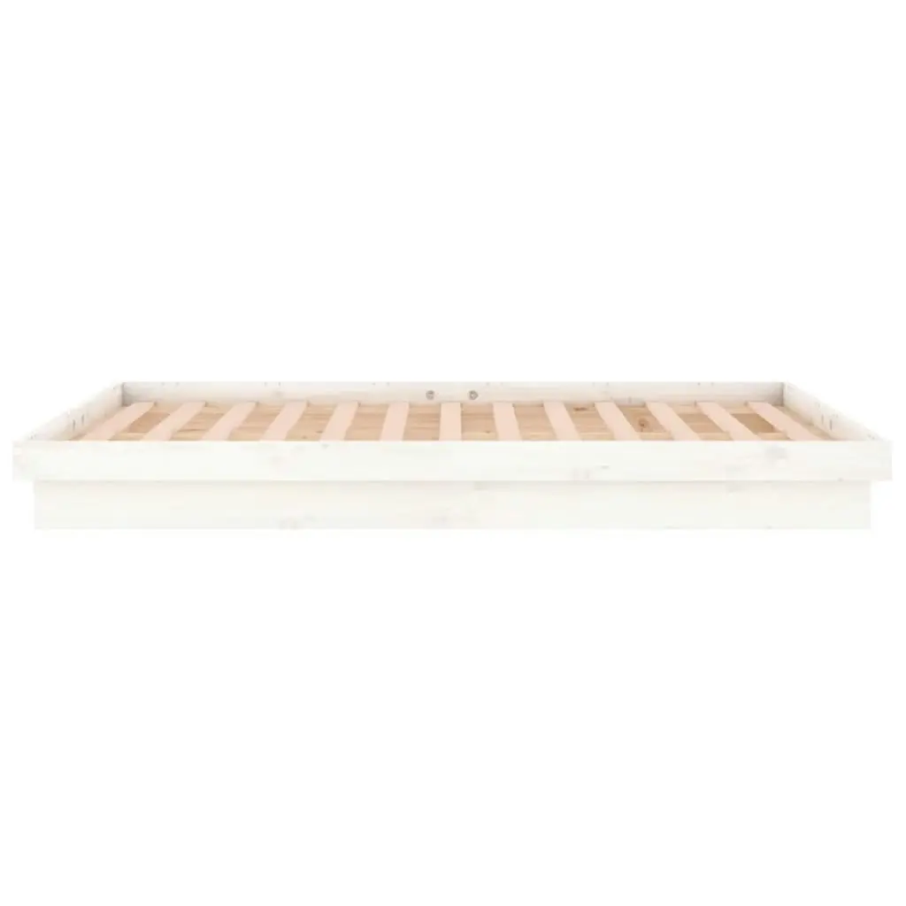 LED Bed Frame White 153x203 cm Queen Size Solid Wood 819978