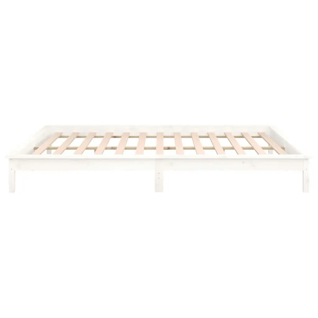 LED Bed Frame without Mattress White 150x200 cm Solid Wood 820612