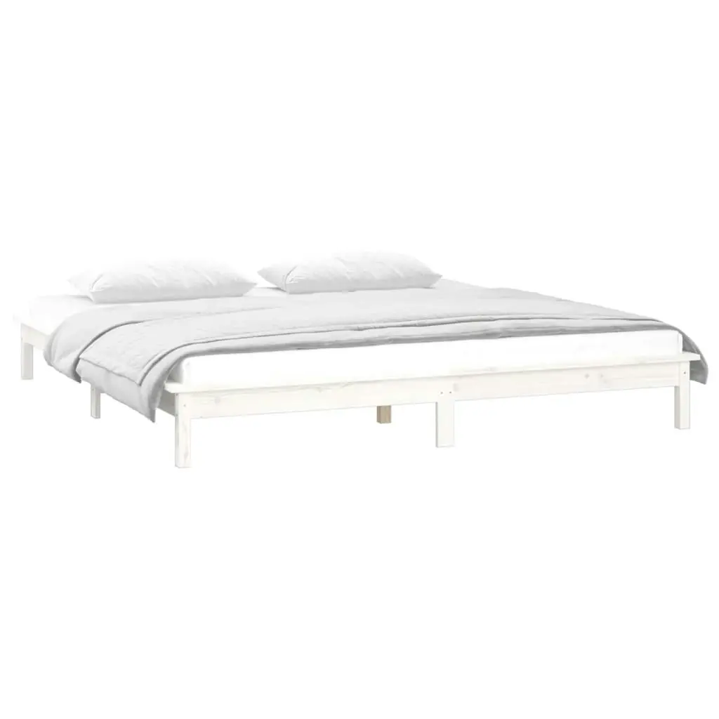 LED Bed Frame without Mattress White 150x200 cm Solid Wood 820612