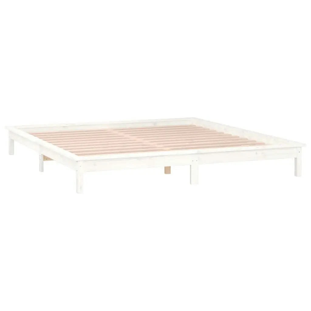 LED Bed Frame without Mattress White 150x200 cm Solid Wood 820612