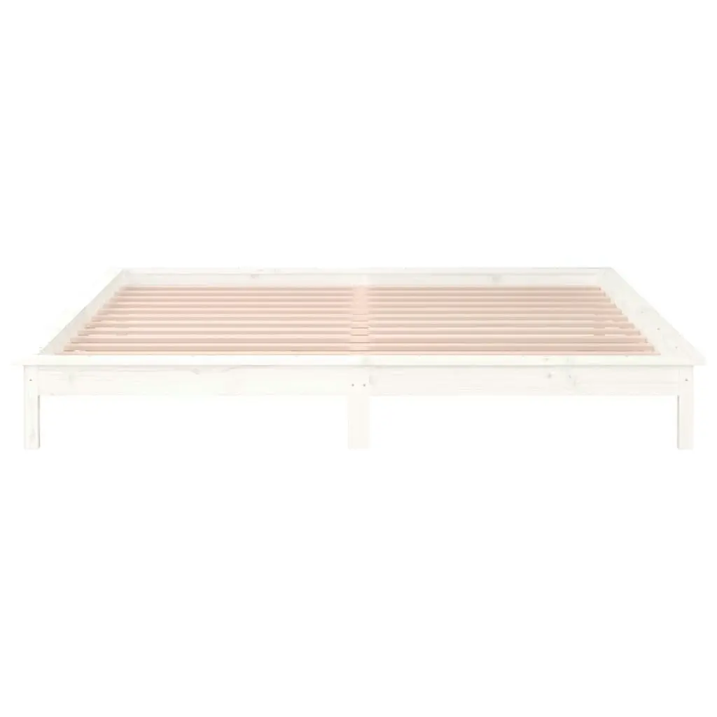 LED Bed Frame without Mattress White 150x200 cm Solid Wood 820612