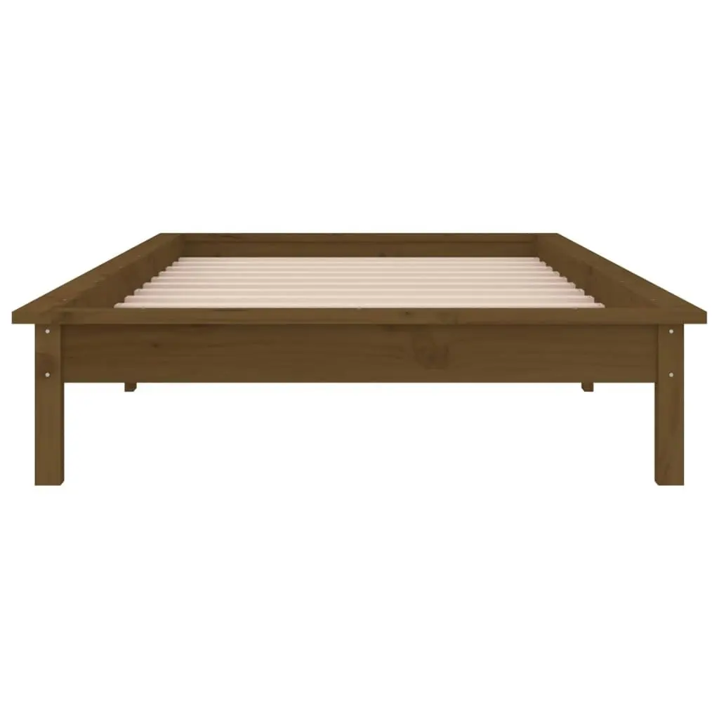 LED Bed Frame without Mattress Honey Brown 90x190 cm Solid Wood 820639