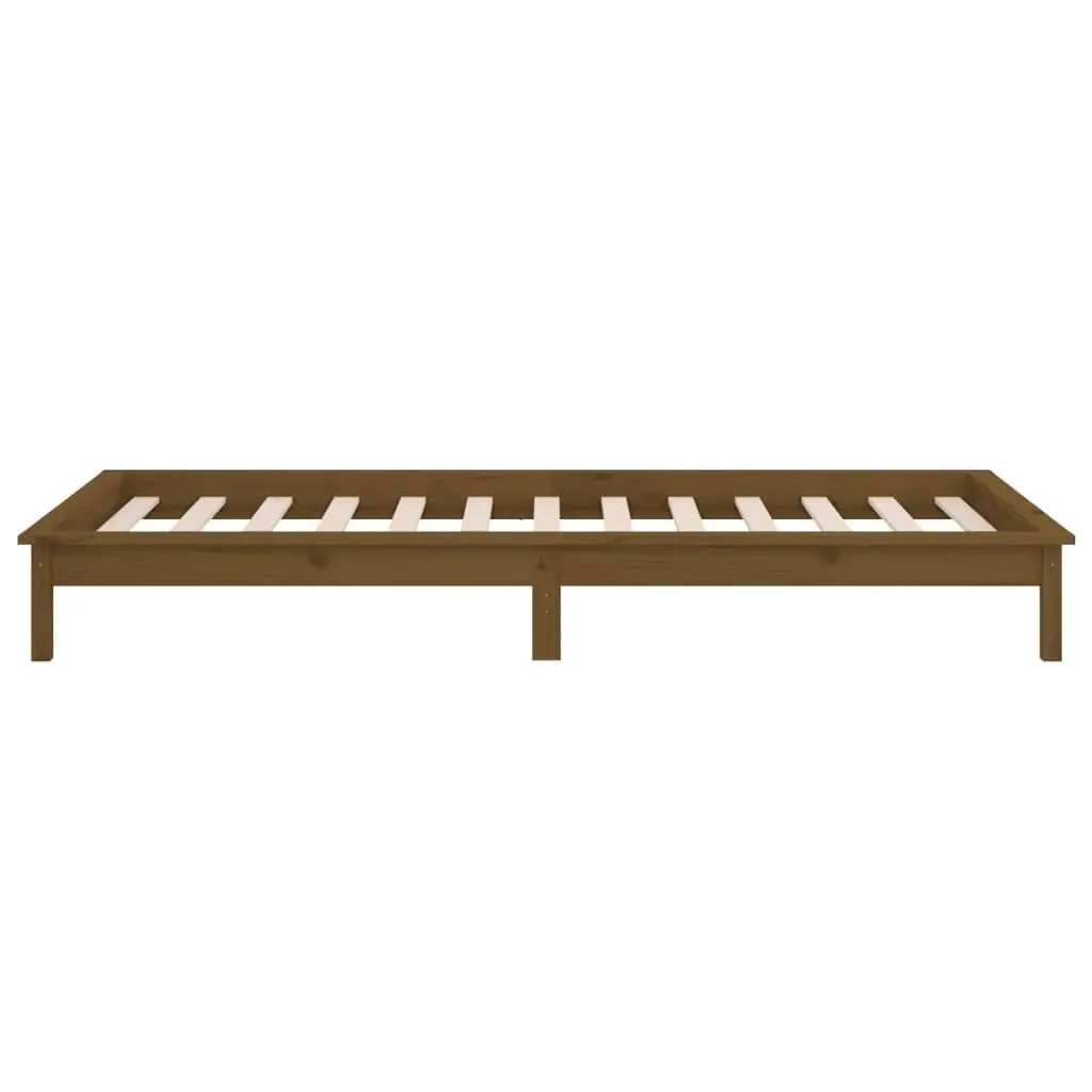 LED Bed Frame without Mattress Honey Brown 90x190 cm Solid Wood 820639