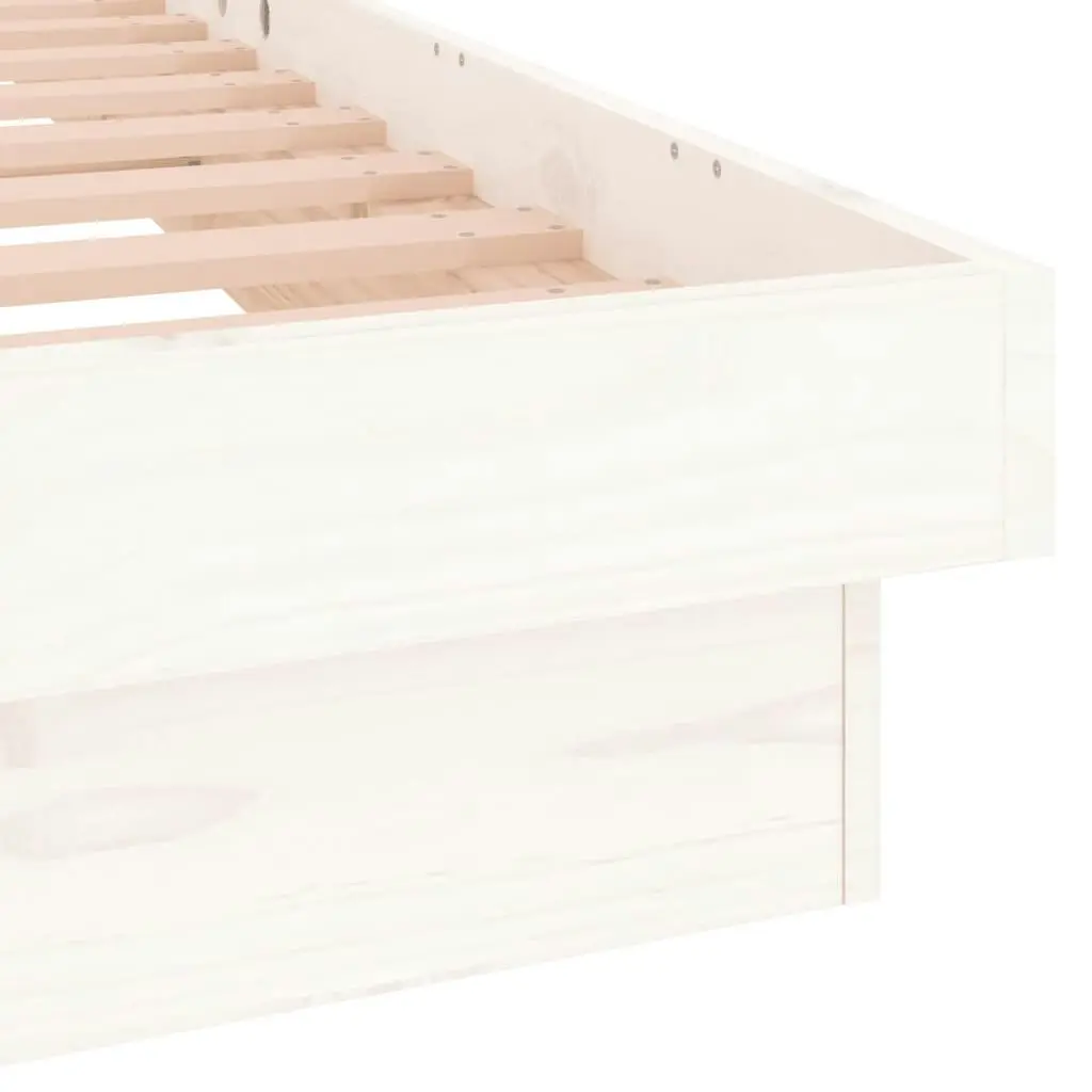 LED Bed Frame White 92x187 cm Single Size Solid Wood 820003