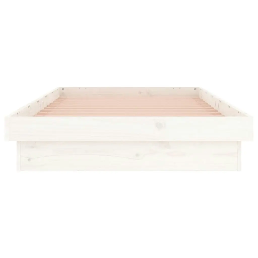 LED Bed Frame White 92x187 cm Single Size Solid Wood 820003