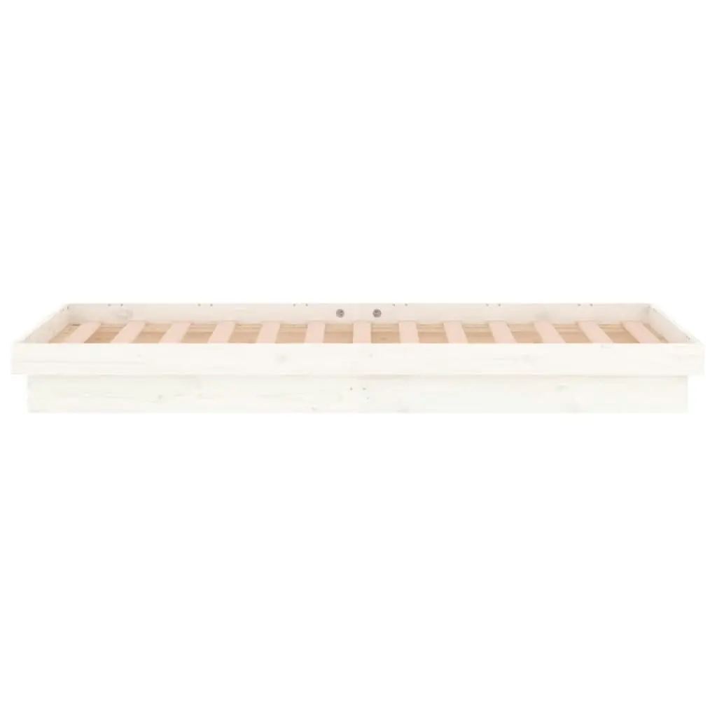 LED Bed Frame White 92x187 cm Single Size Solid Wood 820003