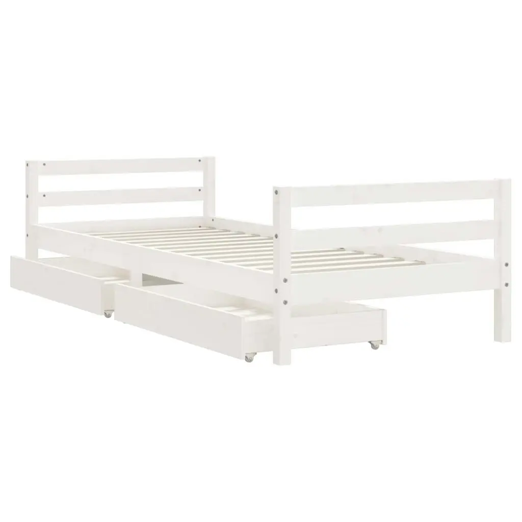 Kids Bed Frame with Drawers White 90x190 cm Solid Wood Pine 834448