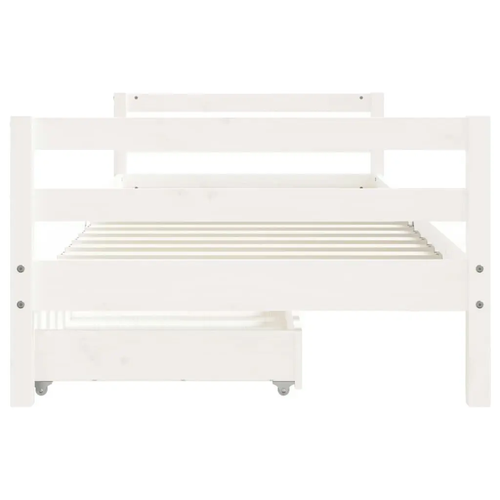 Kids Bed Frame with Drawers White 90x190 cm Solid Wood Pine 834448