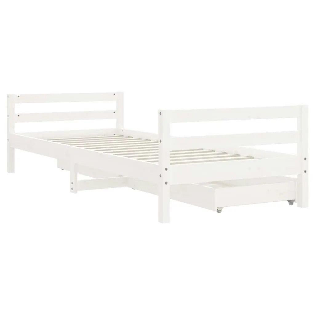 Kids Bed Frame with Drawers White 90x190 cm Solid Wood Pine 834448