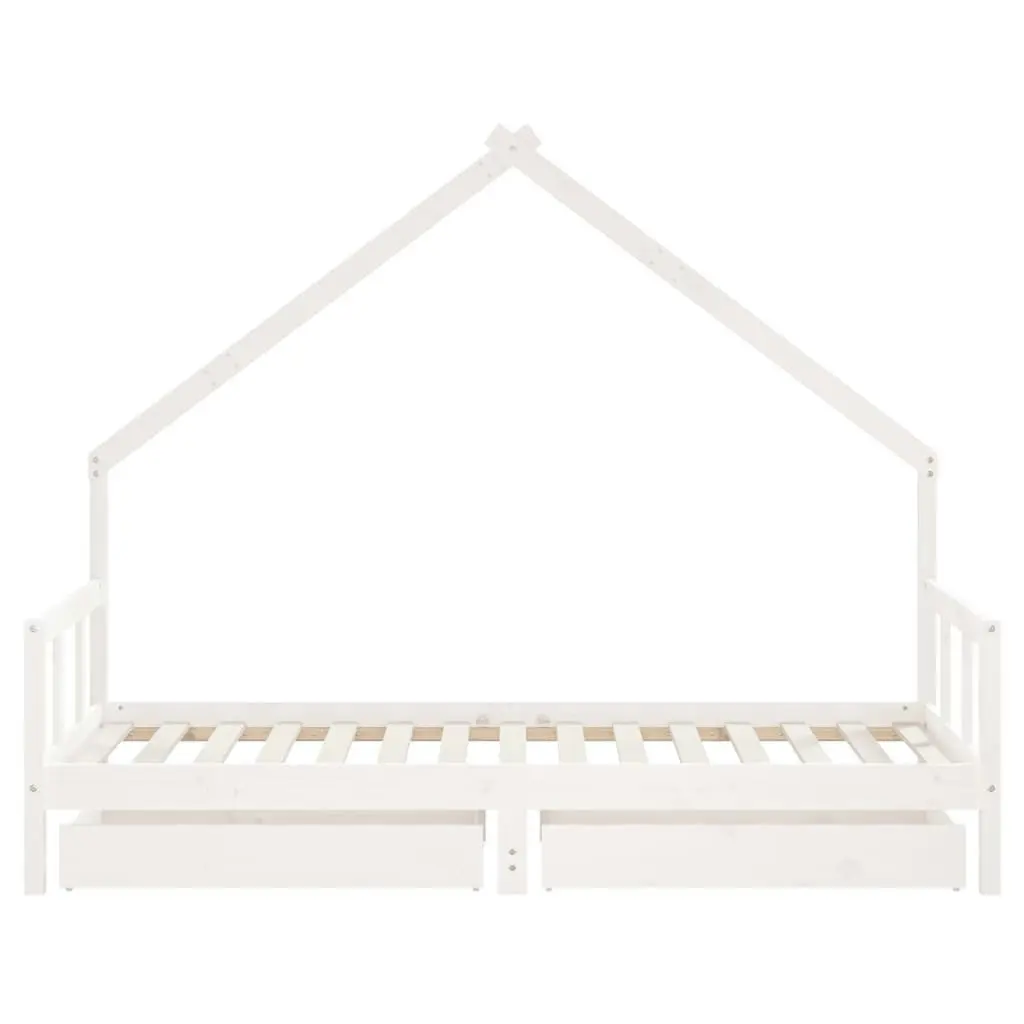 Kids Bed Frame with Drawers White 90x190 cm Solid Wood Pine 834547