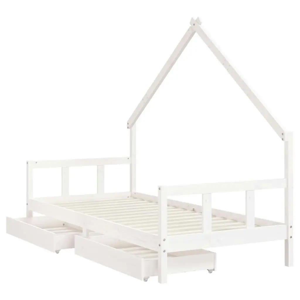 Kids Bed Frame with Drawers White 90x190 cm Solid Wood Pine 834547