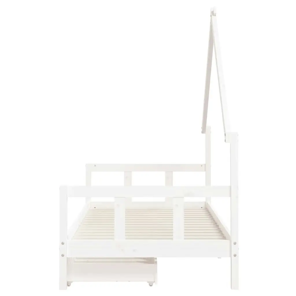 Kids Bed Frame with Drawers White 90x190 cm Solid Wood Pine 834547