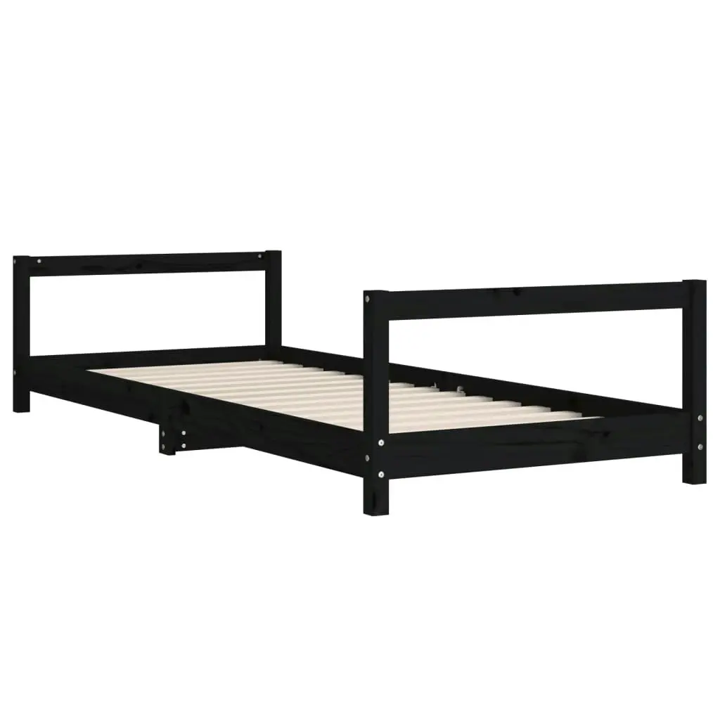 Kids Bed Frame Black 90x190 cm Solid Wood Pine 834404