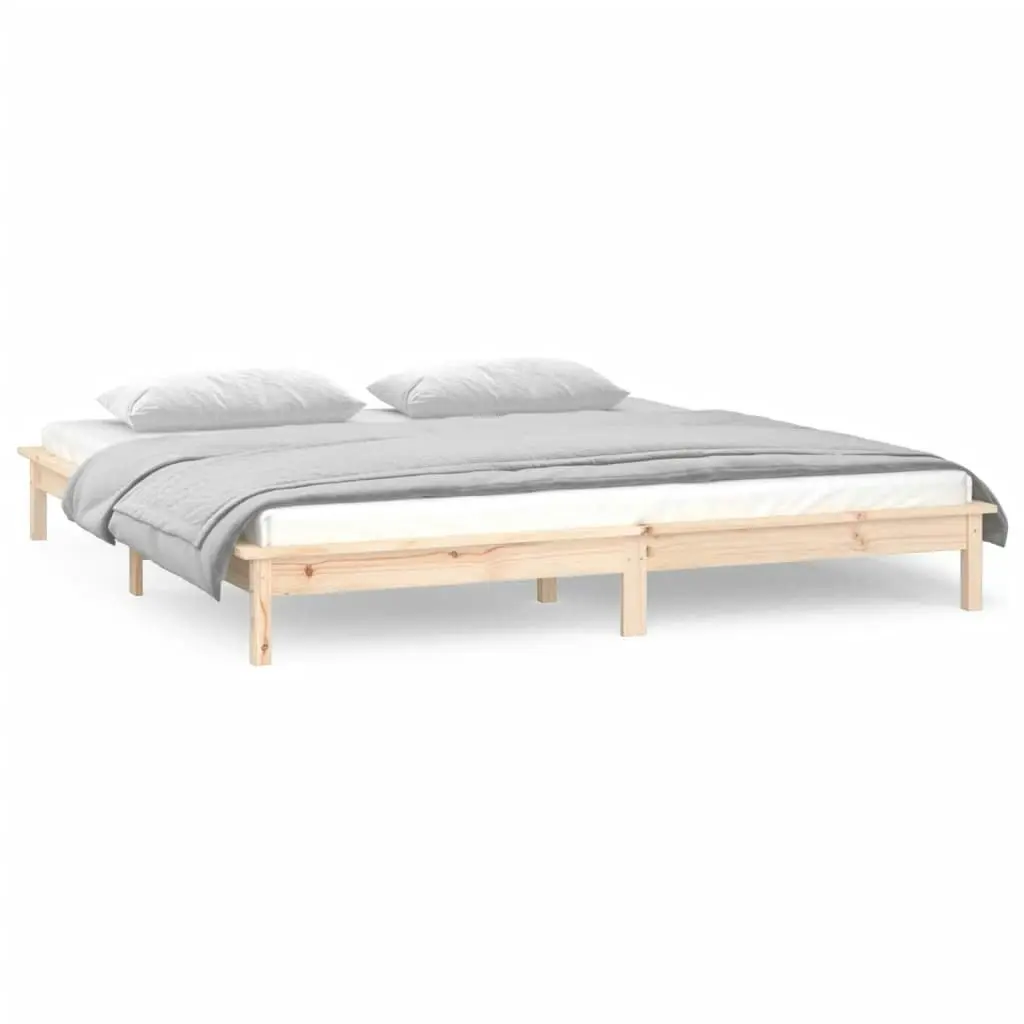 LED Bed Frame without Mattress 150x200 cm Solid Wood 820611