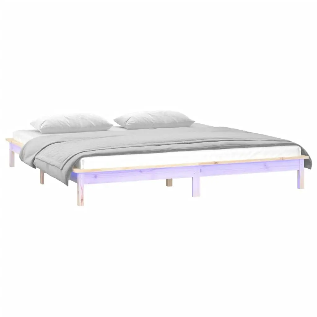 LED Bed Frame without Mattress 150x200 cm Solid Wood 820611