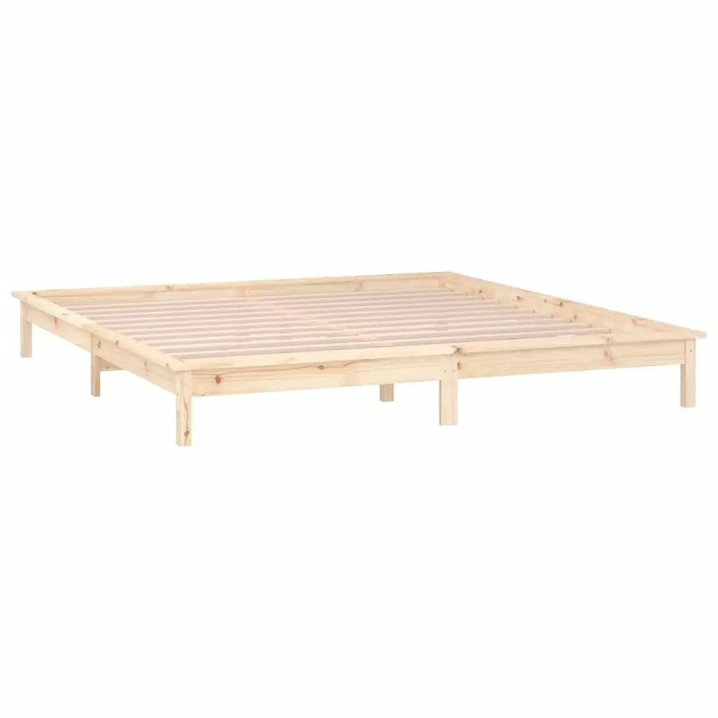 LED Bed Frame without Mattress 150x200 cm Solid Wood 820611