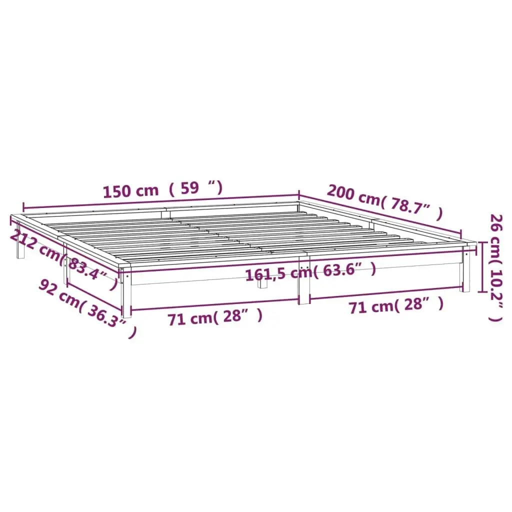 LED Bed Frame without Mattress 150x200 cm Solid Wood 820611