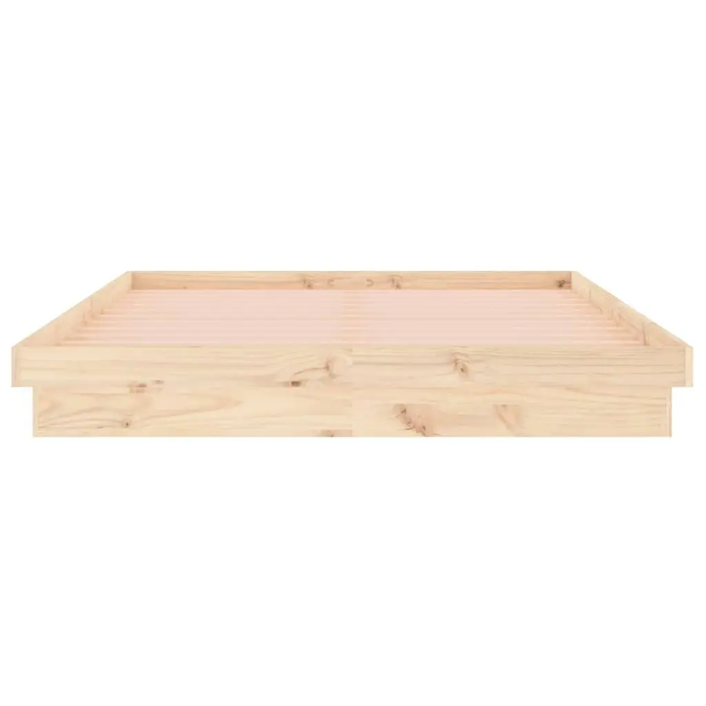 LED Bed Frame 153x203 cm Queen Size Solid Wood 819977