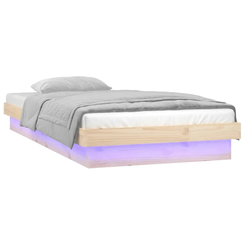 LED Bed Frame without Mattress 90x190 cm Solid Wood 820002