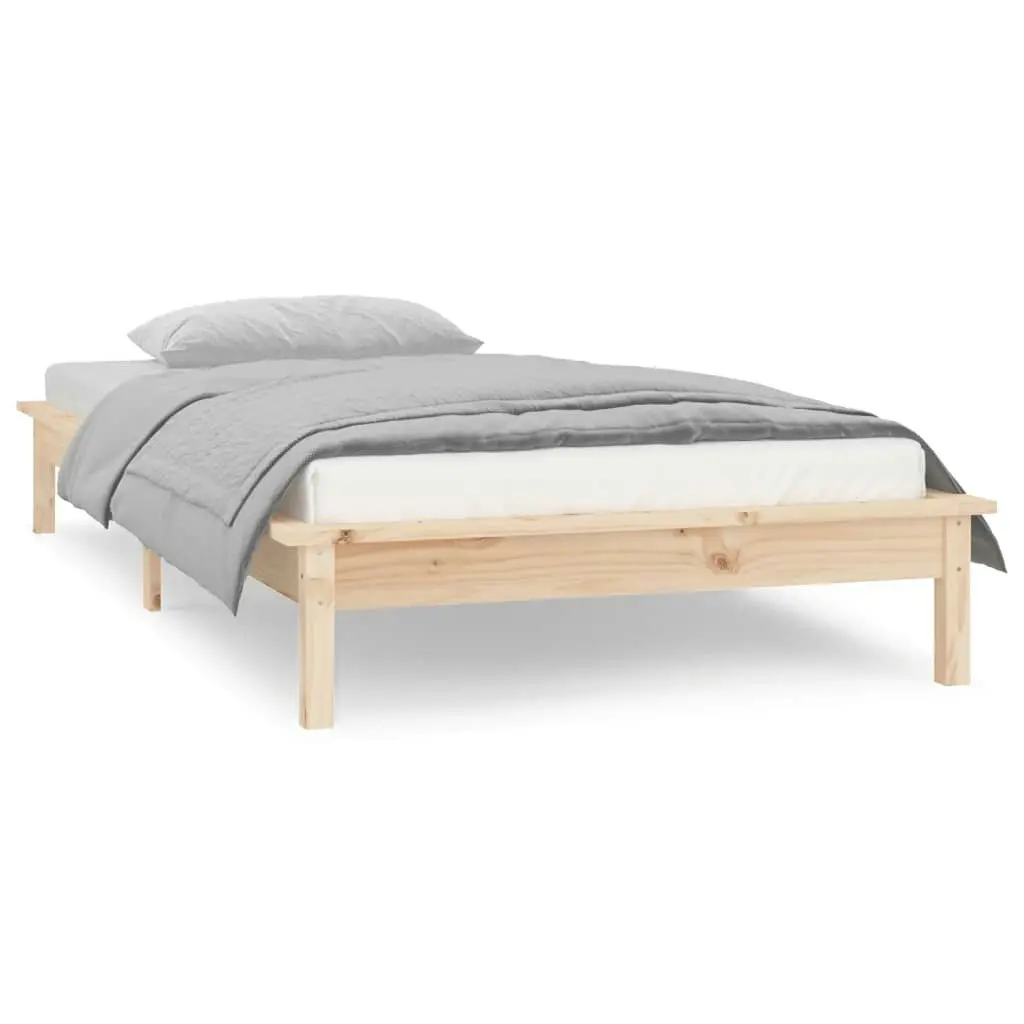 LED Bed Frame without Mattress 90x190 cm Solid Wood 820636