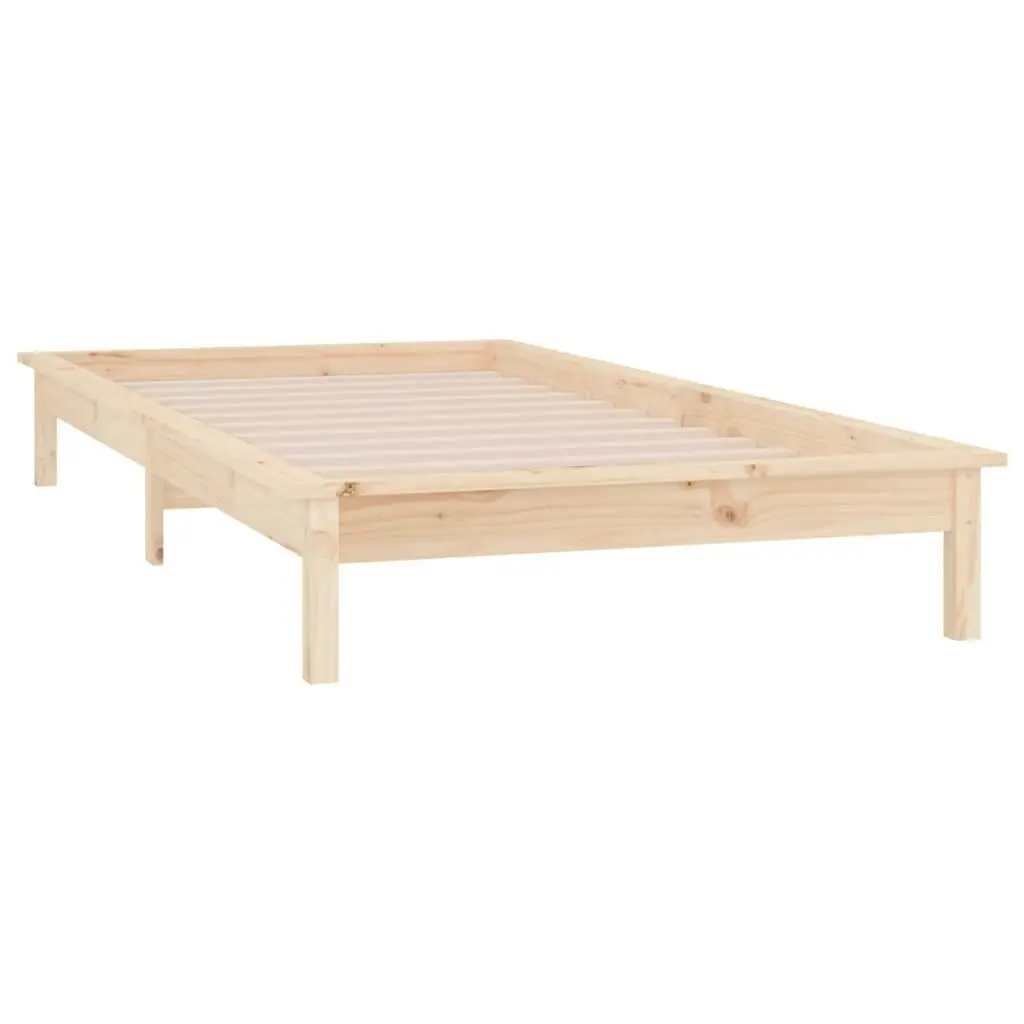 LED Bed Frame without Mattress 90x190 cm Solid Wood 820636