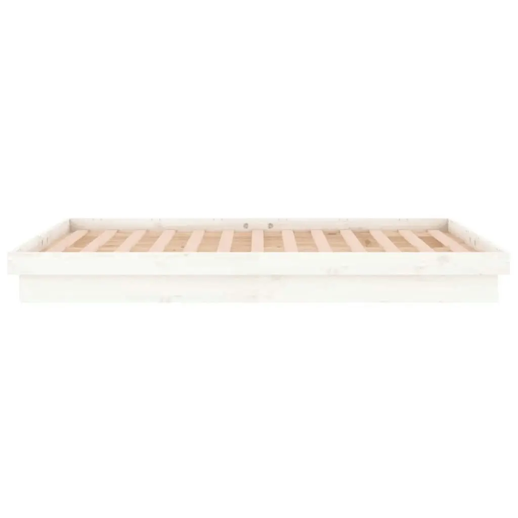 LED Bed Frame White 137x187 cm Double Size Solid Wood 820013