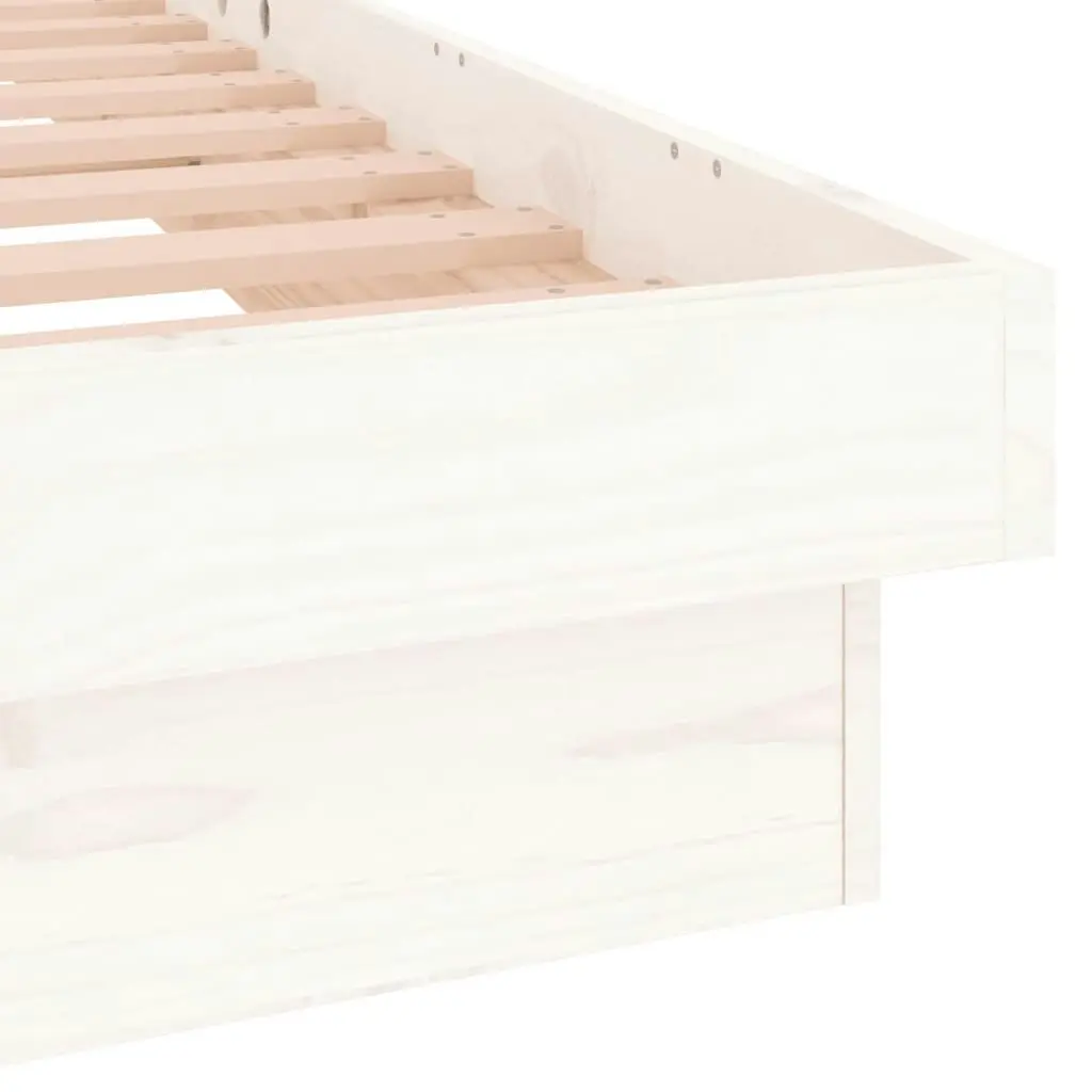 LED Bed Frame White 183x203 cm King Size Solid Wood 819988