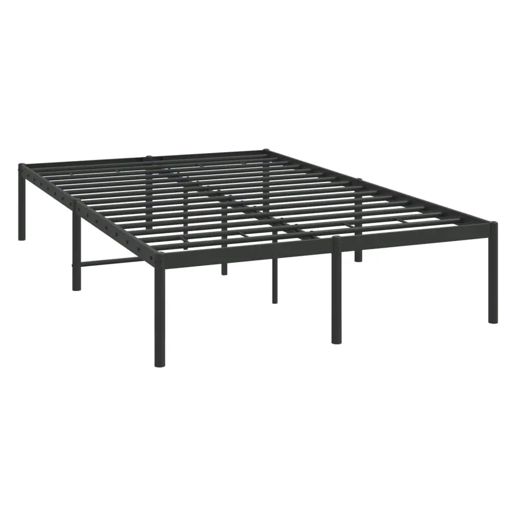 Metal Bed Frame Black 137x187 cm Double Size 350845