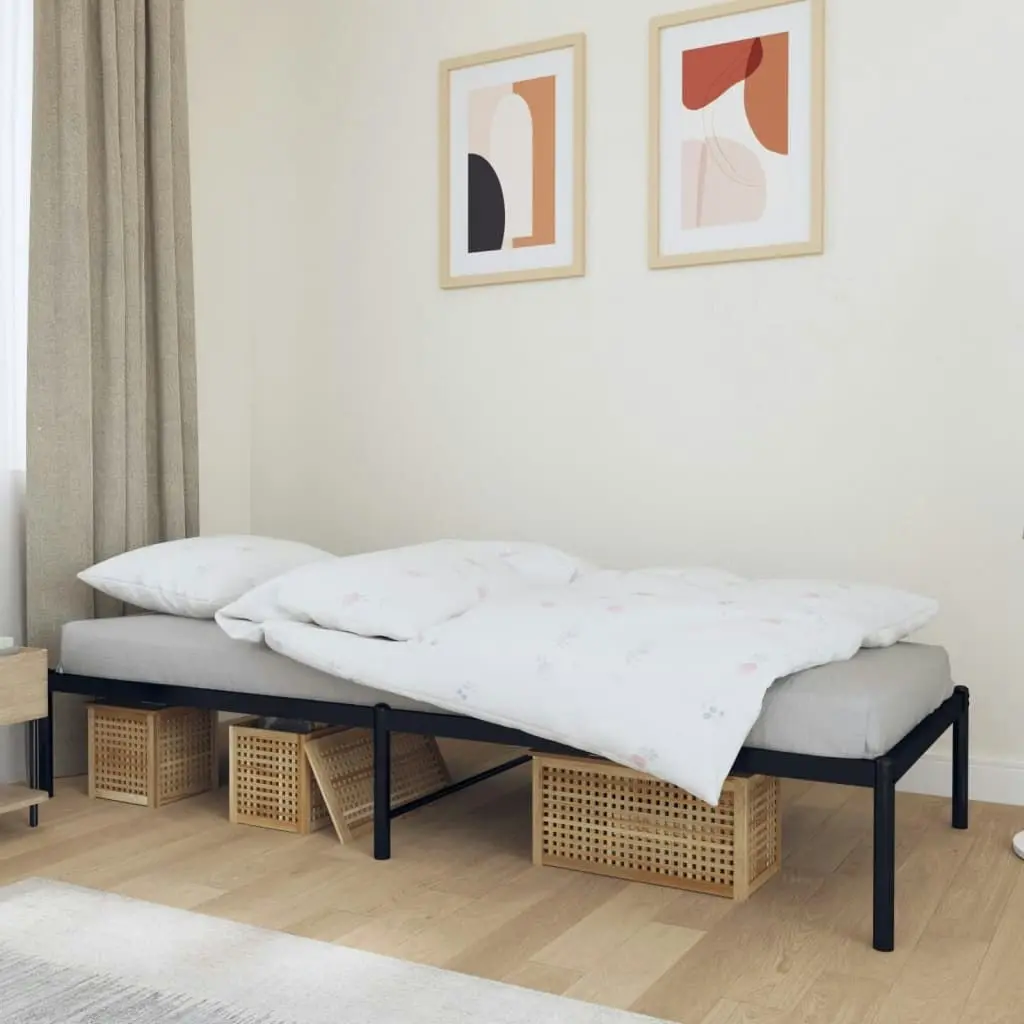 Metal Bed Frame Black 92x187 cm Single Size 350838