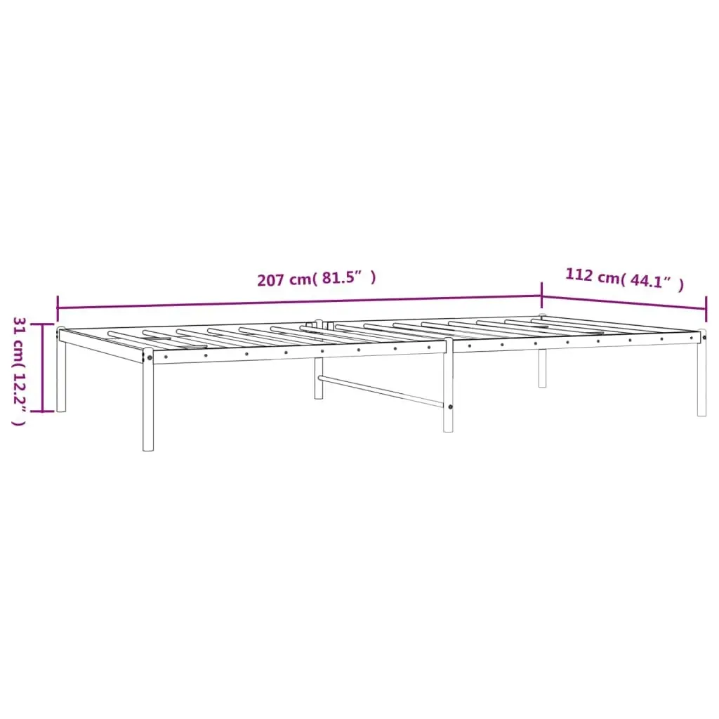 Metal Bed Frame White 107x203 cm 350909