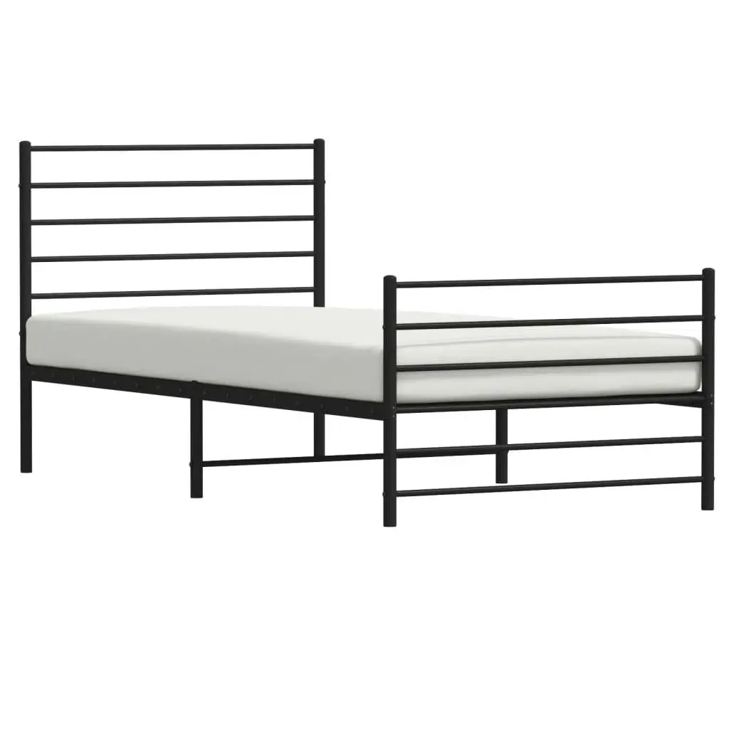 Metal Bed Frame with Headboard and Footboard Black 106x203 cm King Single Size 352333