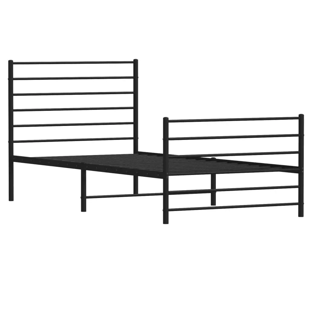 Metal Bed Frame with Headboard and Footboard Black 106x203 cm King Single Size 352333