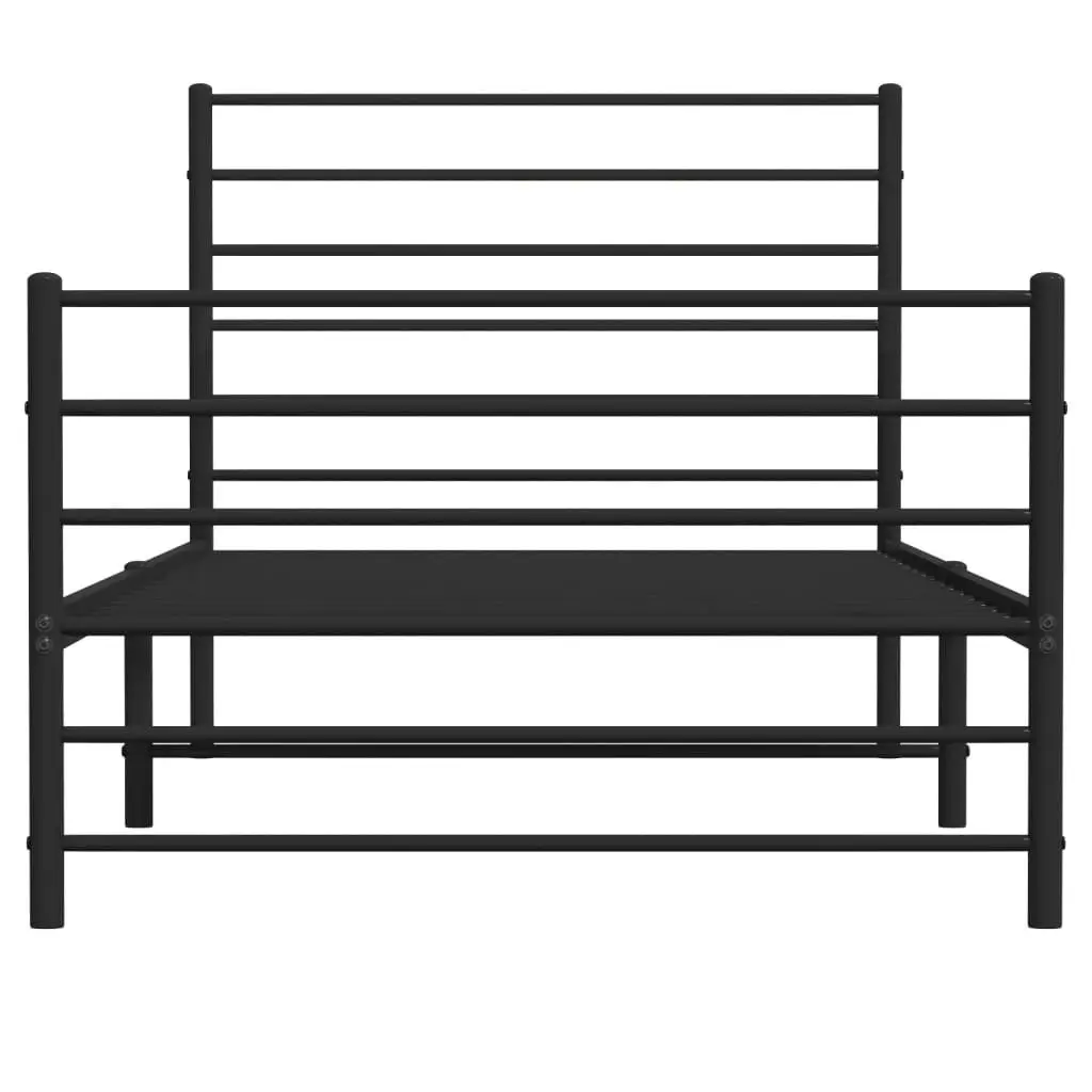 Metal Bed Frame with Headboard and Footboard Black 106x203 cm King Single Size 352333