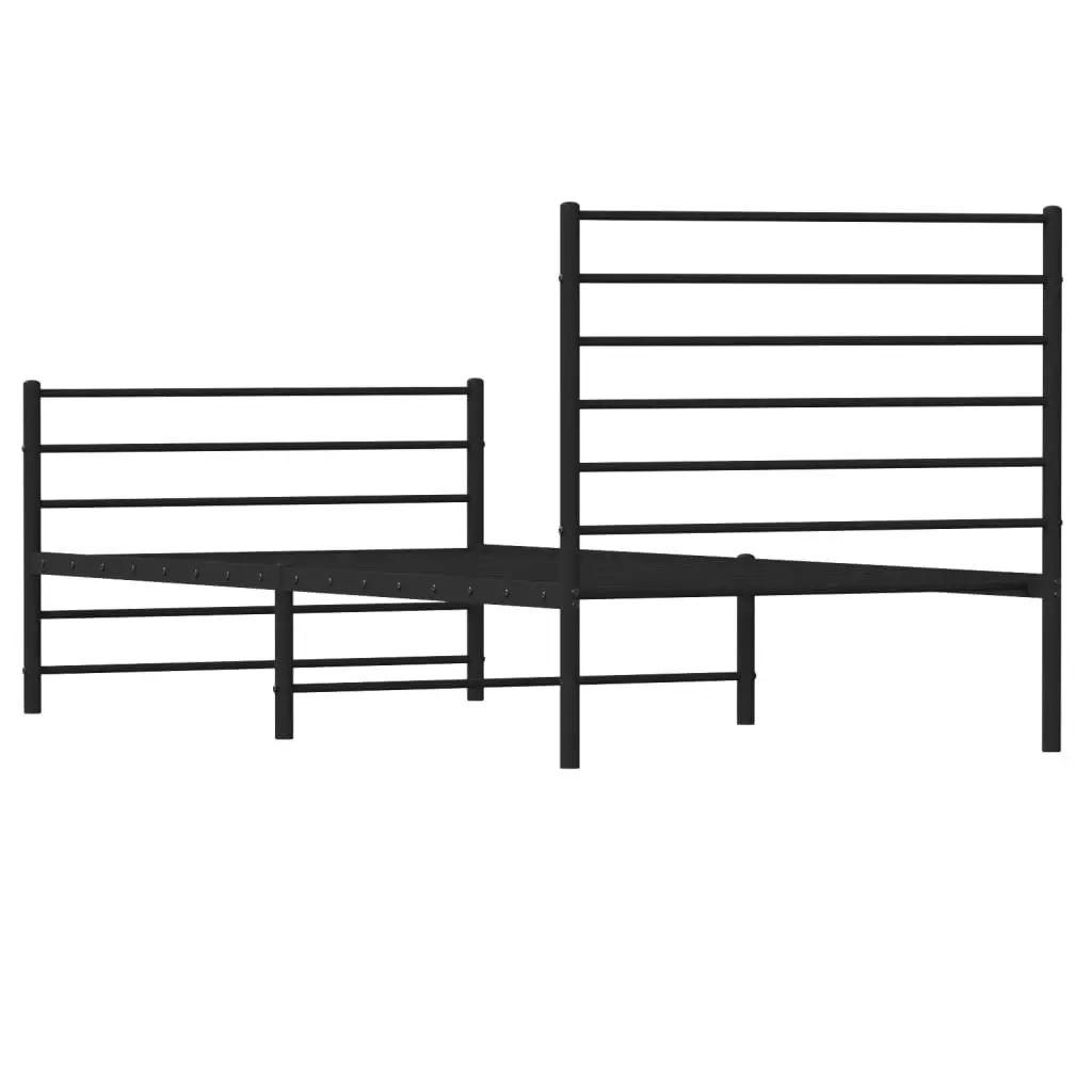 Metal Bed Frame with Headboard and Footboard Black 106x203 cm King Single Size 352333