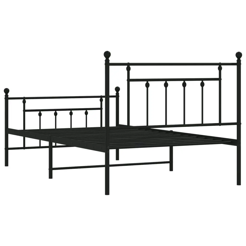 Metal Bed Frame with Headboard and Footboard Black 106x203 cm King Single Size 353551